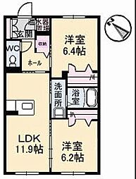 メゾン・カンフリエ井口 2LDKの間取図画像