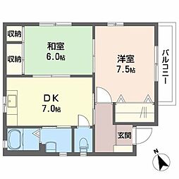 シャーメゾン新谷 2DKの間取図画像