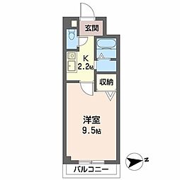 メゾンフローラ 1Kの間取図画像