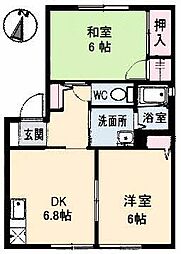 フレサリア　Ａ棟 1階2DKの間取り