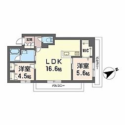カーサ・アチェロ 2LDKの間取図画像