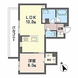 セントラル山田 A0304 3階1LDKの間取り