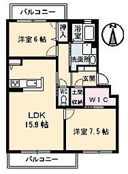 メイプルヒルズ 2LDKの間取図画像