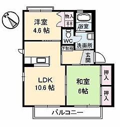 ジュネピース 2LDKの間取図画像