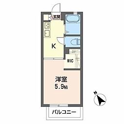 フレグランスY 1Kの間取図画像