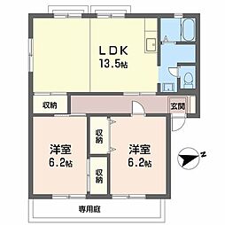 レヴールK1 2LDKの間取図画像