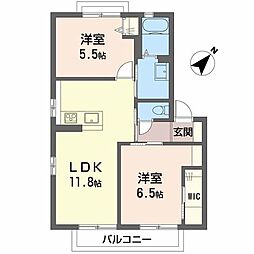 メゾンうえた2 2LDKの間取図画像