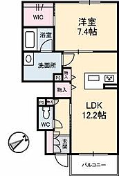 レユシール川内 1LDKの間取図画像