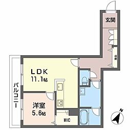 シャーメゾン可部南 1LDKの間取図画像