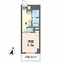 GoldCourt楽々園 1Kの間取図画像