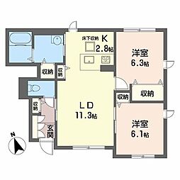 Centrieva 2LDKの間取図画像