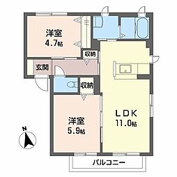 ルピナスC 2LDKの間取図画像