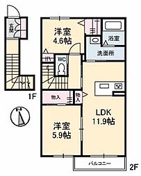 シャーメゾンAngerose 2LDKの間取図画像