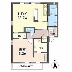 フレグランス上尾　Ｃ棟 C0101 1階1LDKの間取り