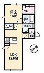 クッラヂィヴェント橋本町 1LDKの間取図画像