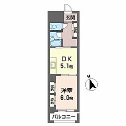 メゾンブランシェ 1DKの間取図画像