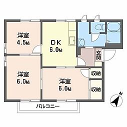 リバティハウス 3DKの間取図画像