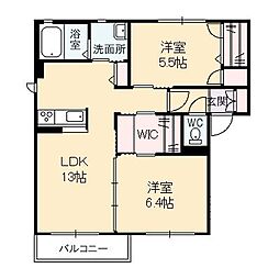 パールハイツD 2LDKの間取図画像