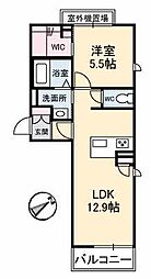 クッラヂィヴェント橋本町 1LDKの間取図画像