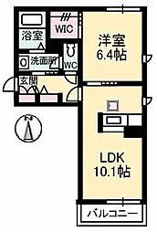 グランディール新山口C 1LDKの間取図画像