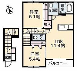 シャーメゾン東岐波C 2LDKの間取図画像