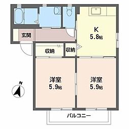 メゾンウェーブA 2Kの間取図画像