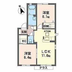 シャーメゾンヴェルジュール1 2LDKの間取図画像