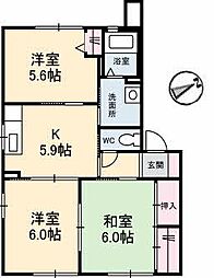 シャーメゾン西岐波A 3Kの間取図画像