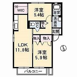 恋路ガーデンプレイスE 2LDKの間取図画像