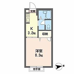 メゾンリベルテ 1Kの間取図画像