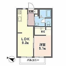 ガーデンハウスB 1LDKの間取図画像