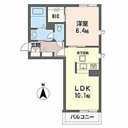 グランディール新山口C 1LDKの間取図画像