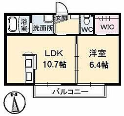 シャーメゾンひまわりB棟 1LDKの間取図画像