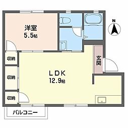 パルティールN 1LDKの間取図画像
