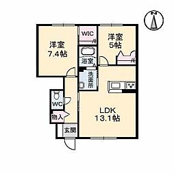 シャーメゾンコモンゼクス 2LDKの間取図画像