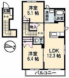 ショコラ 2LDKの間取図画像