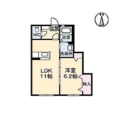 サンヒルズコート 1LDKの間取図画像