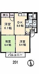 アルカンシェル長府 3DKの間取図画像