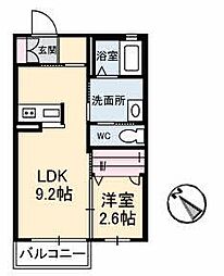 シャーメゾン唯 1LDKの間取図画像