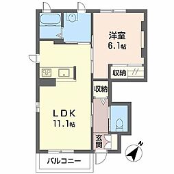 シャーメゾンオーガスト 1LDKの間取図画像
