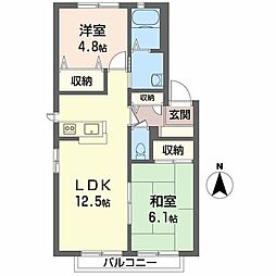 エクセルメゾンG棟 2LDKの間取図画像