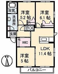 ロイヤル　フェルティ　Ｆ棟 1階3LDKの間取り