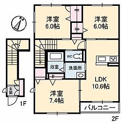 シャーメゾンＡＺ 2階3LDKの間取り