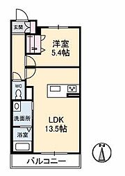 シャーメゾン丸亀 1LDKの間取図画像