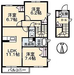 ShaMaison上林C 3LDKの間取図画像