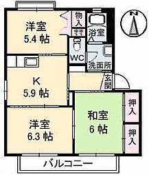 グランコート浅野D 3Kの間取図画像