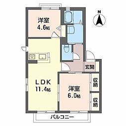 シャーメゾンB 2LDKの間取図画像