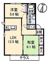 ロイヤルフェルティC 2LDKの間取図画像