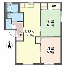 シャーメゾンラヴィB 2LDKの間取図画像