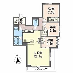 グランフォーレ蔵本 3LDKの間取図画像